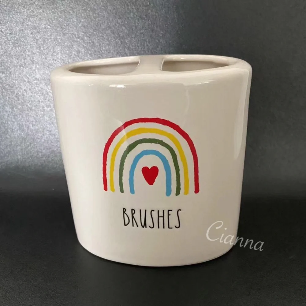 Rae Dunn Rainbow Brushes Toothbrush Holder